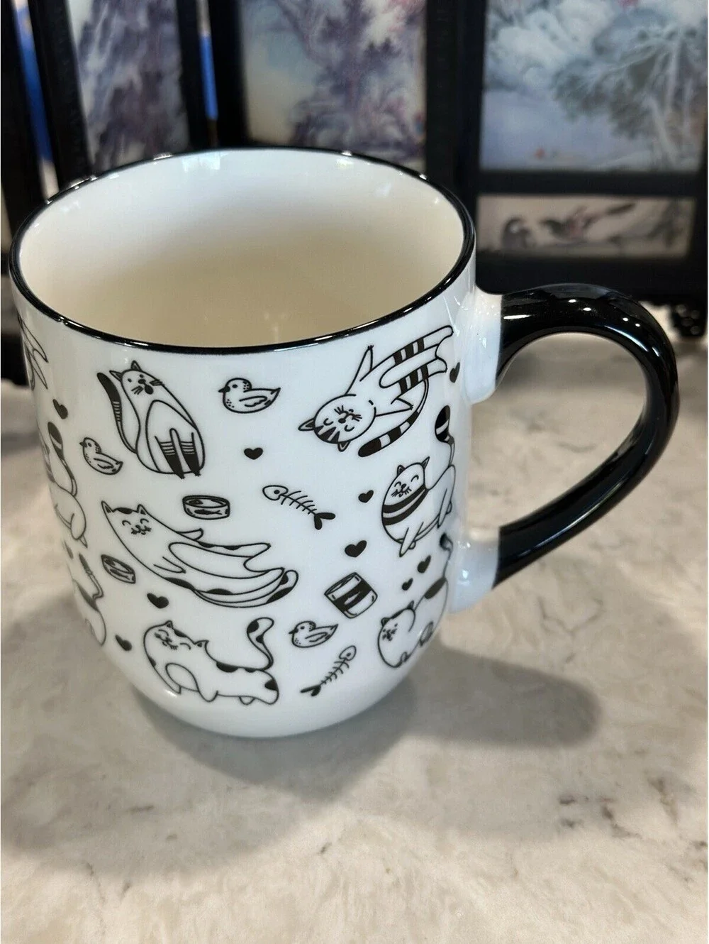 Cat Print Ceramic Mug Adorable Coffee Mug Cute Cat Mug